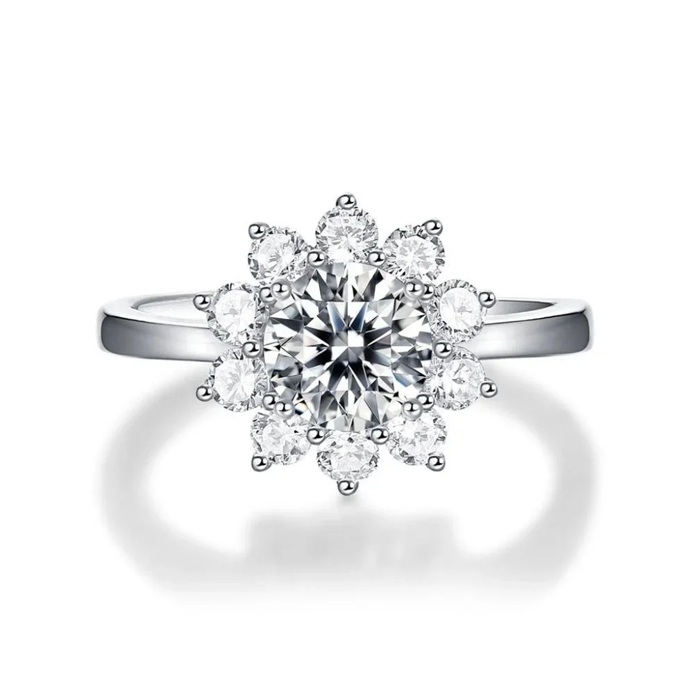 Certified 1ct. t.w. Moissanite Diamond Sunflower Ring NEW